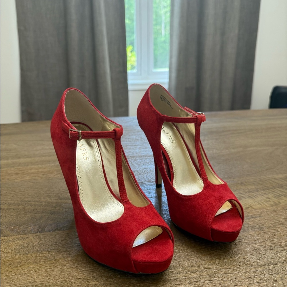 Bakers Red and Gold Elegant High Heels